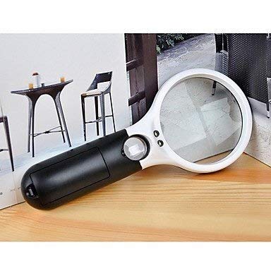Handlupe mit 75-mm-3-facher / 22-mm-45-facher Vergrößerung und 3-LED-Lichtplatte
