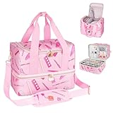Estuche organizador de esmalte de uñas extragrande con capacidad para 80 botellas y una lámpara de uñas, bolsa de transporte de