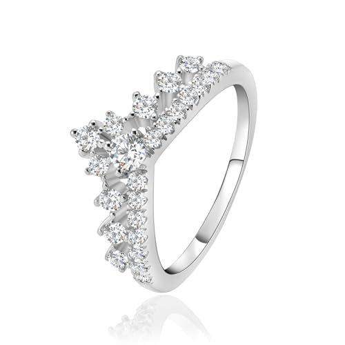 Princess Crown Moissanite Wedding Band, 925 Sterling Silver Plated 18K White Gold Women's Ring as a Gift for Her Promise Eternity Ring2