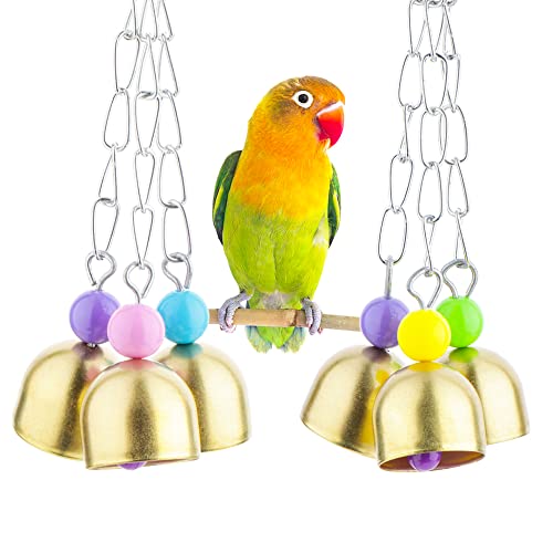 VTurboWay 2 Pack Pet Parrot Bell Toy Bird Chewing Toy Stainless Steel Hanging Bells for Bird Parrot Conure Cockatoo Macaw African Grey Amazon Budgie Parakeet Cockatiel Lovebird Finch Cage - image 7