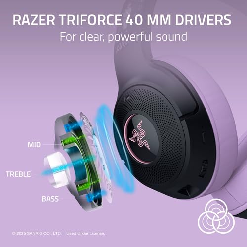 Image of Razer Kraken Kitty V2 BT Wireless RGB Headset: Chroma RGB Kitty Ears & Earcups - Bluetooth 5.2-40 mm Drivers - Noise-Cancelling Mics - Lightweight - 40 Hr Battery w /Type C Charging - Kuromi Edition