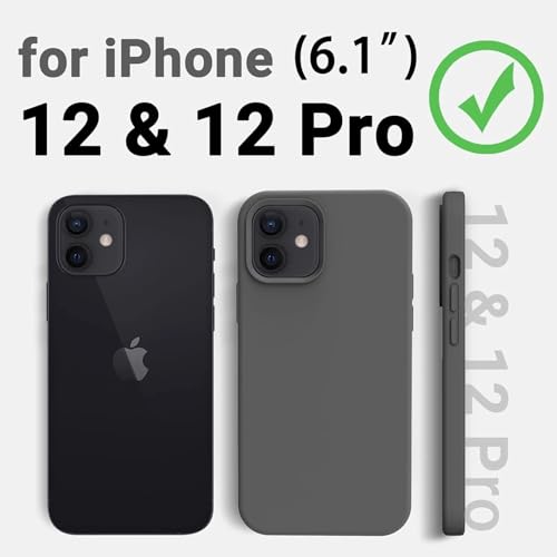 Image of Premium Liquid Silicone Case for iPhone 12 & 12 Pro - Slim Full Body Protective Back Cover with Soft Microfiber Lining, Anti-Slip Grip Scratch Resistant Phone Case(Grey)