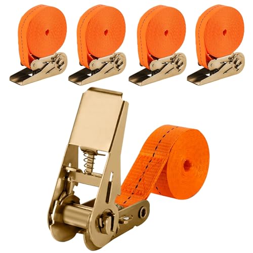 JOZMMZEOOA Spanngurte mit Ratsche 4 Stücke Spanngurte 2MX 2.5CM Zurrgurt Mit Ratsche Befestigungsgurt 800 kg,für Auto Materialtransport,Sackkarre,Motorrad, Gepäckpakete, Feste Ladung