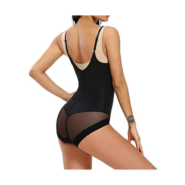 Shapewear-Bodysuit-for-Women-Tummy-Control-Full-Body-Shaper-Open-Bust-Waist-Trainer-Bodysuit JOYSHAPER Shapewear Bodysuit for Women Tummy Control Full Body Shaper Open Bust Waist Trainer Bodysuit (Black (Mesh Butt), Medium)