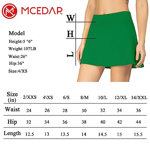Mcedar Pleated Tennis Skirt For Women With Pockets Mid-Rise Athletic Skirts Golf Skorts Running Workout Built-In Shorts 035Bmq-Kelly Green/Cs #TOP5