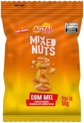 Agtal Mixed Nuts com Mel 50g – Mix de Castanhas e Amendoim, Snack...