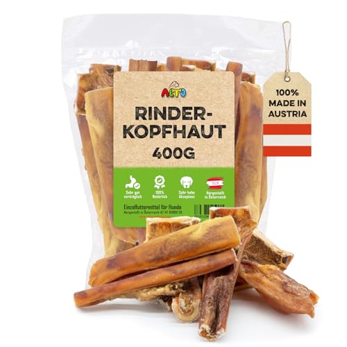 Alto - Rinderkopfhaut für Hunde getrocknet 15cm 400g - natürliche Hunde Kauartikel - Hundeleckerli die Zahnpflege Hund und Beschäftigung