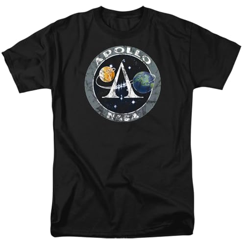 NASA Vintage Apollo Black Unisex Adult T Shirt (Medium) Black