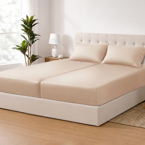 Image of ACCURATEX Cooling Sheets for Hot Sleepers, Split King Size, Sandy