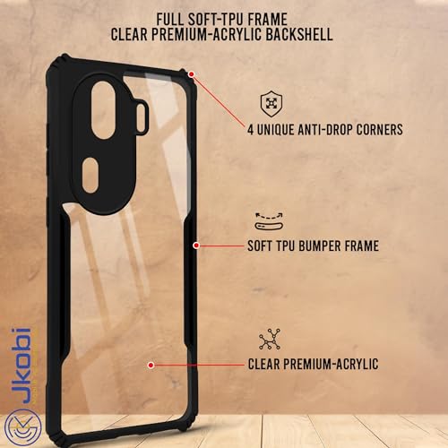 Image of Jkobi Back Cover Case for Oppo Reno11 Pro 5G (Shockproof with Polycarbonate Clear Panel | Professional Black)