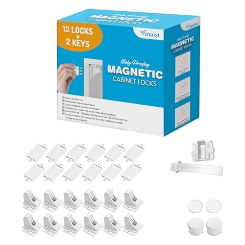 Vmaisi Adhesive Magnetic Cabinet Locks (12 Locks and 2 Keys) Cover