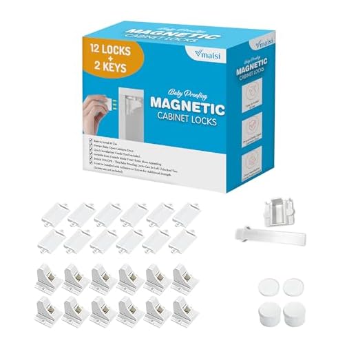 Vmaisi Adhesive Magnetic Cabinet Locks (12 Locks and 2 Keys)