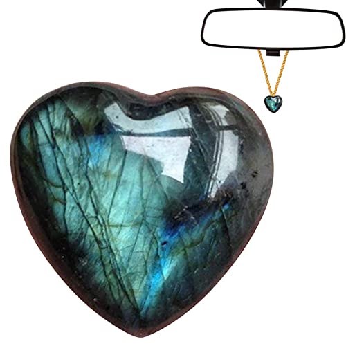 Jimtuze Cristaux de Pierre de Lune - Coeur de Cristal Labradorite Palm Stone Quartz Gemstone - Pierre de Lune Bleue Unique pour la, la méditation, l'équilibre des Chakras et Le rituel Cover
