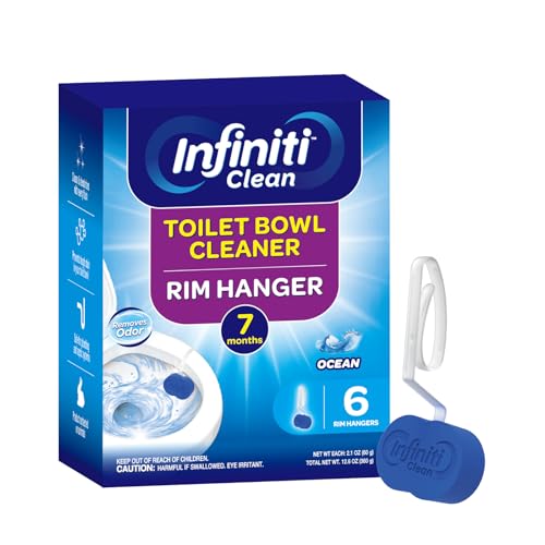 Toilet Bowl Cleaner Rim Hanger, 6 Count Automatic Bowl Toilet Cleaner, Cleans and Freshens Toilet Bowl, Ocean Scent - 7 Month