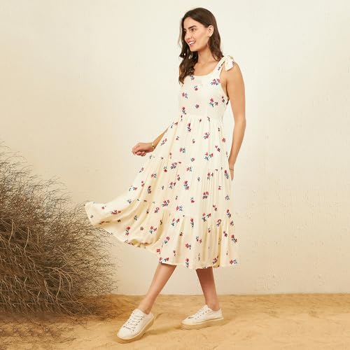 Image of Carlton London Women's Chiffon Fit and Flare Midi Dress