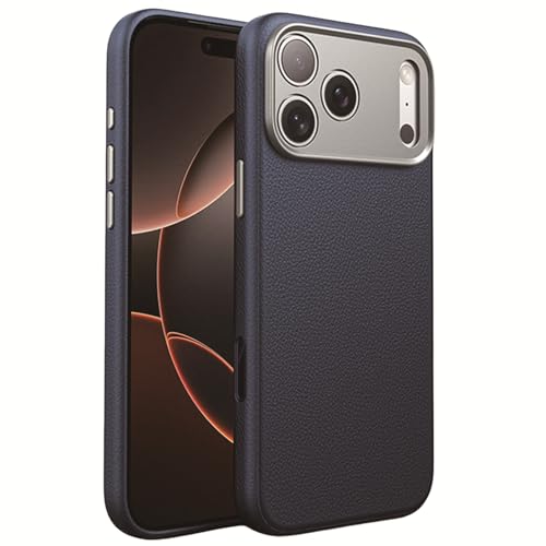 Coque pour iPhone 17 en cuir bleu idéale pour le quotidien et les photos