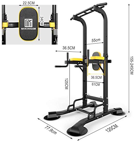 Lunchbox.com Power Tower Dip Station,Folding Adjustable Multi-Function Tower Strength Training Ab Raise Muscle Building Pull Up Machine,Home Fitness #TOP4