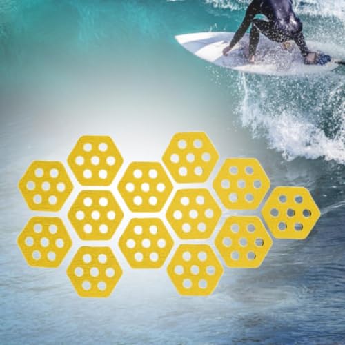 Menolana 12Pcs Surfboard Traction Pads Deck Pads Decking Accessories Non Slip Mat Deck Grip for Water Sports Kiteboards, Yellow