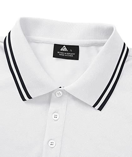 Zity Mens Polo Shirt Short Sleeve Sports Golf Tennis T-Shirt 110-White Black-Xl #TOP5