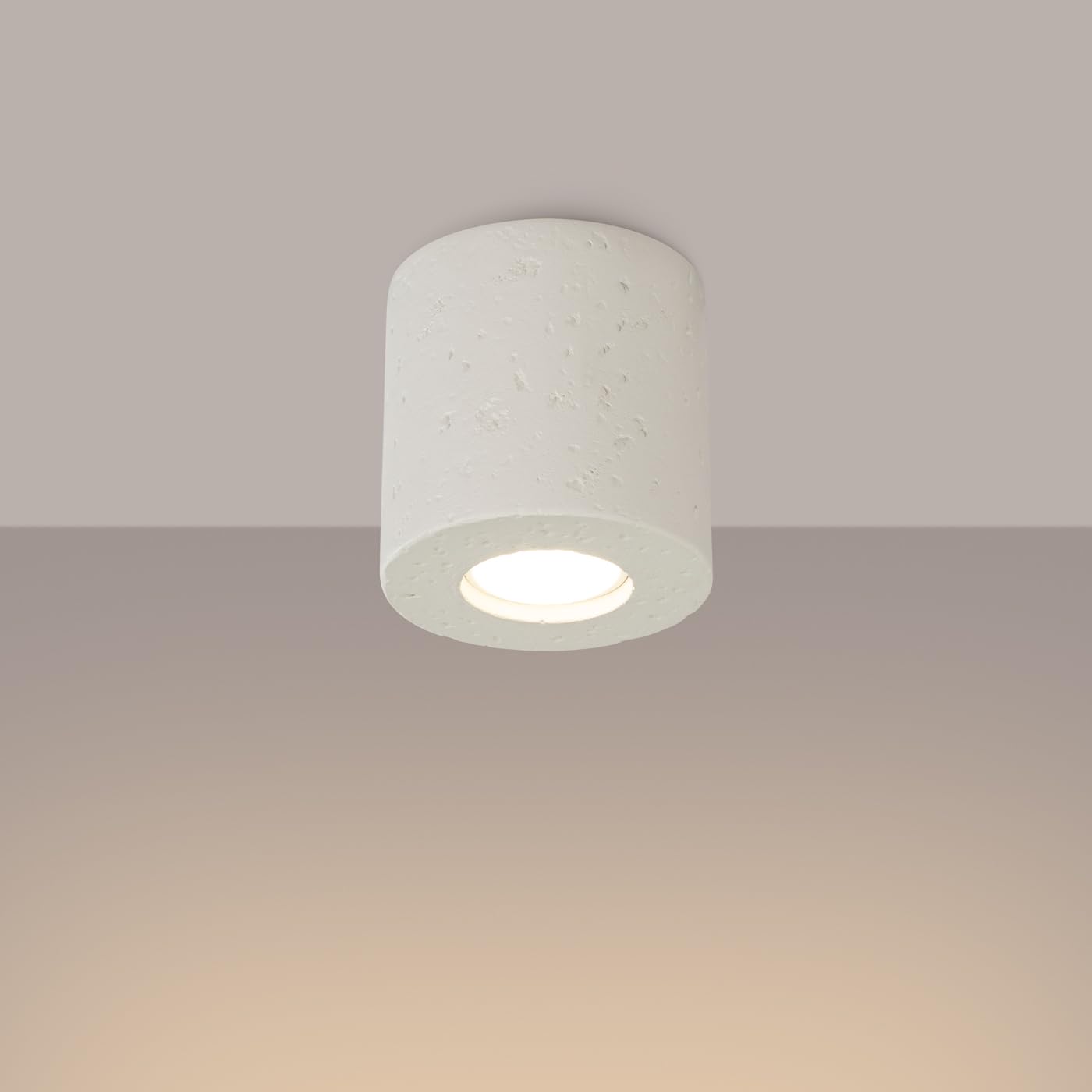 SOLLUX lighting Deckenlampe Deckenleuchte - Deckenstrahler Beton - 1 Flammig - LED Lampe Glühbirne - Beige Orbis