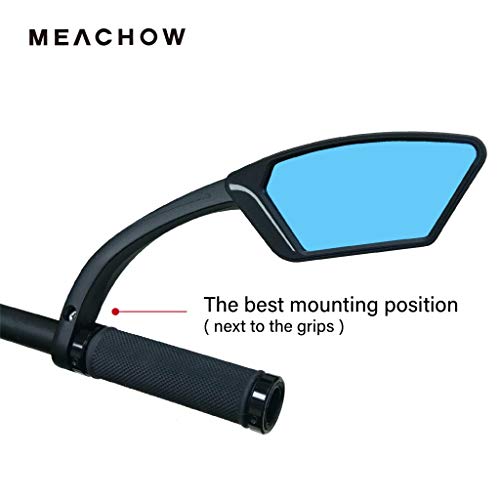 Meachow Scratch Resistant Glass Lens,Handlebar Bike Mirror, Rotatable Safe Rearview Mirror, Bicycle Mirror (Blue Right Side) Me-002Rb #TOP2