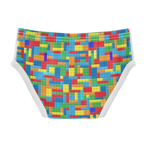 Boys' Exclusive Briefs Toddler Underwear 95% Combed Cotton Boxerbriefs 2T Colorful Building Blocks 262