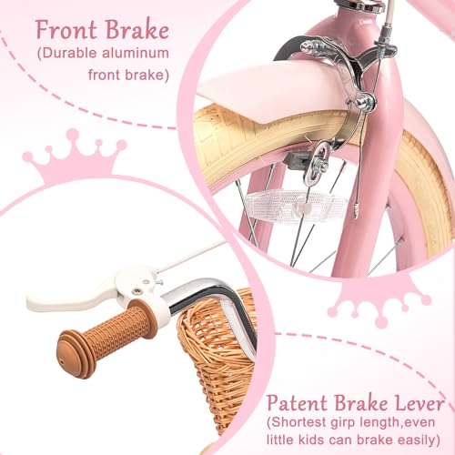 Image of Glaf Girls Bike Bicycle for 2-12 Years Old 12 14 16 20 inch Kids Toddler Bike with Training Wheels and Basket,Doll Seat, Kids Bike Bicycle for Gift