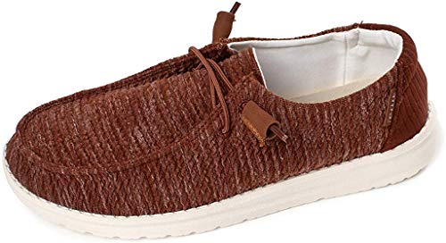 Image of HEYDUDE Women's Wendy Stretch Rust Size 9 | Women's Shoes | Women's Lace Up Loafers | Comfortable & Light-Weight