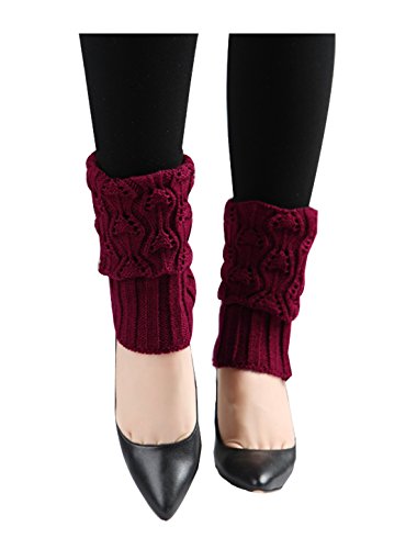 Image of uxcell Women's Knitted Design Solid Warm Thick Knee High Length Ribbed Leg Warmers