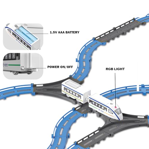 Image of Mirana Vande Bharat Bullet Train Toy Set for Kids - Multiple Railway Track Layout, AAA Battery Operated, Fun Gift for Boys & Girls 1+ Years, Made in India (Basic - 43 pcs)