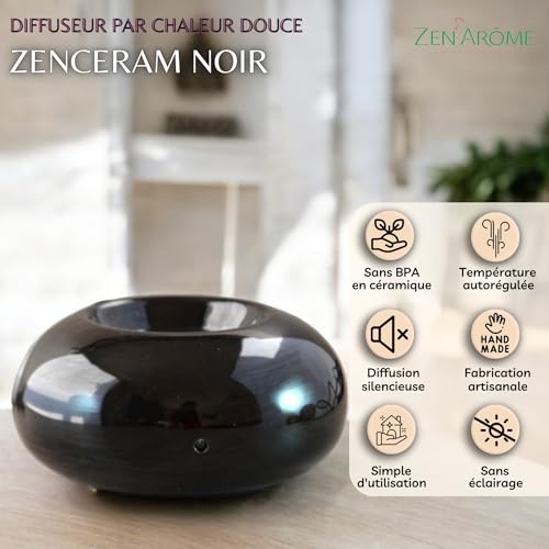 Diffuseur par chaleur douce ZenCeram brûleur aromathérapie noir