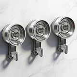 Livonear Suction Cup Hooks for Shower,Reusable & Removable Shower Hooks for Inside Shower,Towel Hooks for Bathrooms,Tile,Glass,Kitchen,Mirror 3Pack(Gray)