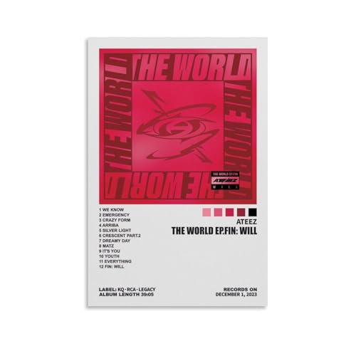 TRPOST ATEEZ - Póster de música Crazy Form para sala de estar, dormitorio, habitación, decoración con alto nivel de apariencia, póster de pared de 60 x 90 cm, estilo sin marco, 9