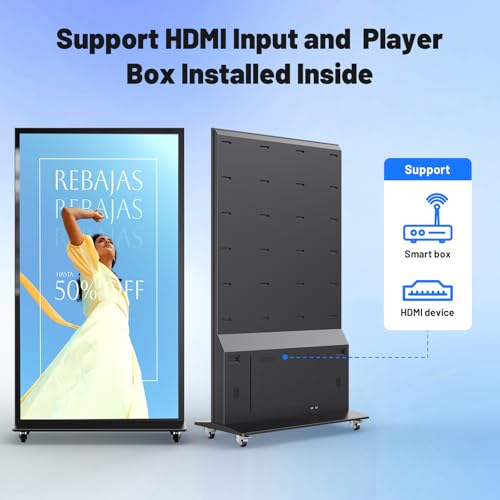 Image of 75 Inch Full Screen Indoor Floor Stand Digital Signage Kiosks Android 11 System 2GB+32GB LCD Poster Display With WiFi /HDMI /USB Input Auto Media Player, 4K UHD&CMS Remote Management for Retail Business