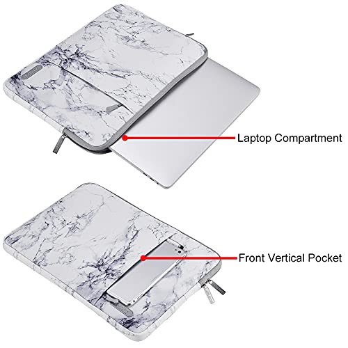 Image of MOSISO Laptop Sleeve Compatible with 13-13.3 inch MacBook Pro, MacBook Air, Notebook Computer, Polyester Vertical Carrying Case Bag with Pocket, White Marble