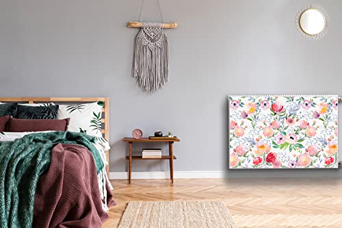 Cache aération magnétique vert Decormat 90x60cm fleurs pastels - 6