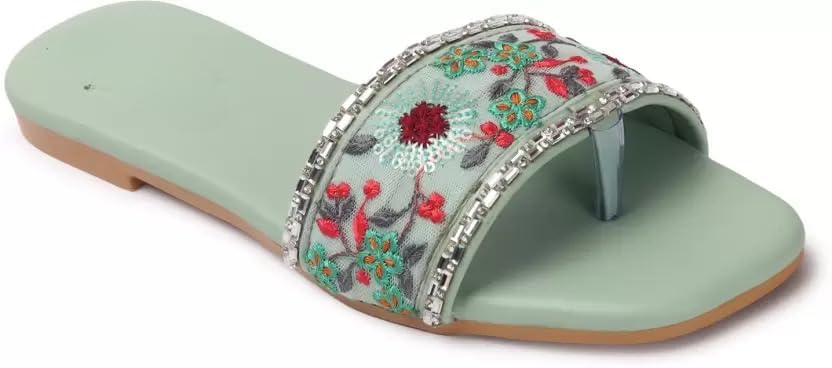 Image of PRIYANSH Enterprises Premium Women Ethnic Embroidered Flats Footwear for Women | Stylish Slippers For Party and Formal Wear | Flat Embroidered Sandal