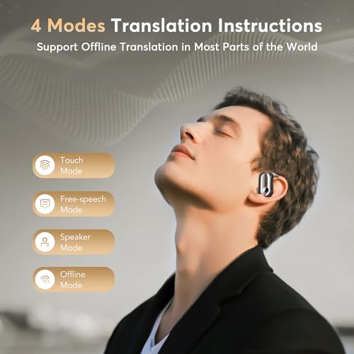 Image of 168 Languages AI Live Translation Earbuds, 4-in-1 Smart Mode Bluetooth 5.4 Touch Screen Earphones Real-Time Headphones Translator, Fit iOS and Android Ideal for Business and Learning,Navy Blue