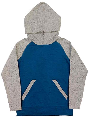 Boys Blue & Gray Speckle 2-Tone Color-Block Hooded T-Shirt Hoodie Shirt XL
