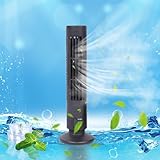 Mini ventilateur tour sans pales pour chambre à coucher, ventilateur tour électrique LED pour la maison, le bureau et la chambre à coucher – 2 vitesses à régler – Simule le vent naturel – 33 cm