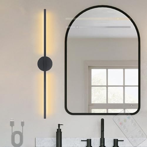 Apliques de pared LED recargables magnéticos de 82cm negros