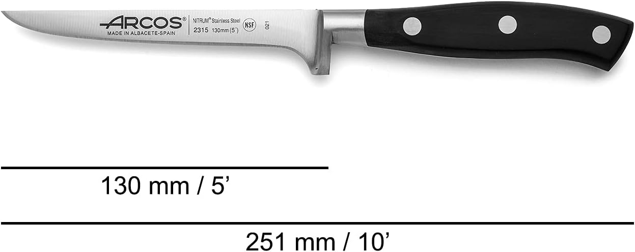 Arcos 3 pieces Nitrum Stainless Steel and mm blade. 753 gr Professional Cooking Knife For Cutting Variety of Foods Ergonomic Polyoxymethylene POM Handle. Series Riviera. Color Black.