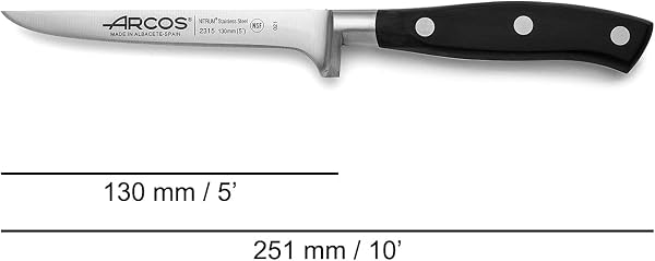 Arcos Ensemble de Tranchage 3 Pièces en Acier Inoxydable Nitrum – Couteau de Cuisine Professionnel 750 g, Poignée Ergonomique en Polyoxyméthylène POM – Série Riviera, Couleur Noire - 3