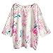 Summer Womens Half Sleeve Crew Collo Floral Stampato T Camicie Casual Loose Camicie Tee Tunic Casual Completa (XL,Rosa)