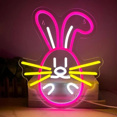 Enseigne néon LED lapin rose, le cadeau idéal pour illuminer une naissance