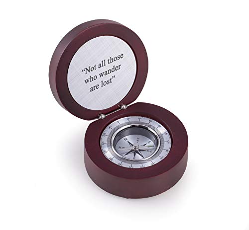 Custom Personalized Compass In Rosewood Finished, Hinged Box With Aluminum Plate And Accents. #TOP1