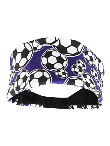 MadSportsStuff Crazy Soccer Stirnband mit Fußballbällen (lila/schwarz, Einheitsgröße) Cover