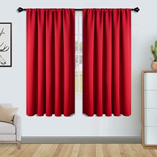 FLOWEROOM Blackout Curtains for Bedroom - Thermal Insulated Rod Pocket Window Curtains, Darkening Curtain for Living Room, Beige, 2 Panels, W46 x L54 inch (117cmx137cm)