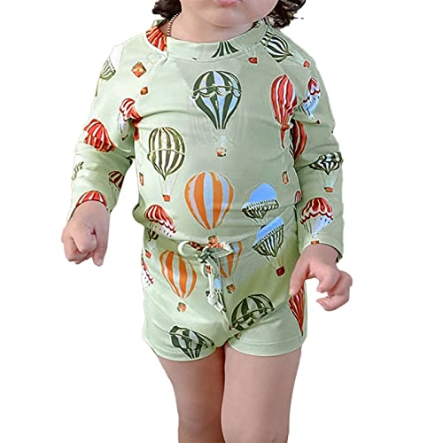 YHEGHT Maiô infantil de manga comprida com protetor solar de alta elasticidade e duas peças, C, 7-8