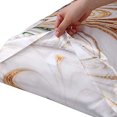 Bedelite Satin Silk Pillowcase For Hair And Skin, Pillow Cases Standard Size With Envelope Closure (Coral 2Pack And Marble 2Pack, 20X26 Inches) #TOP6